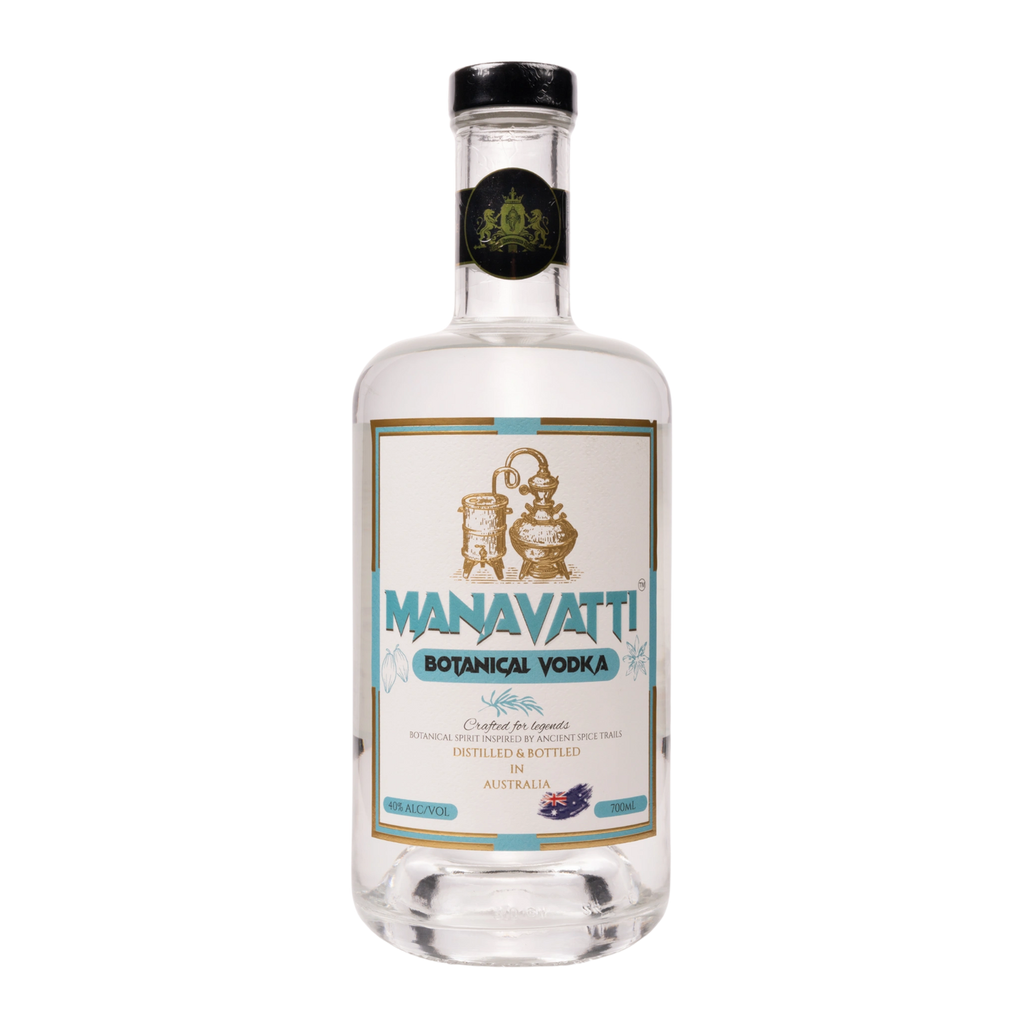 Manavatti Botanical Vodka bottle on a white background